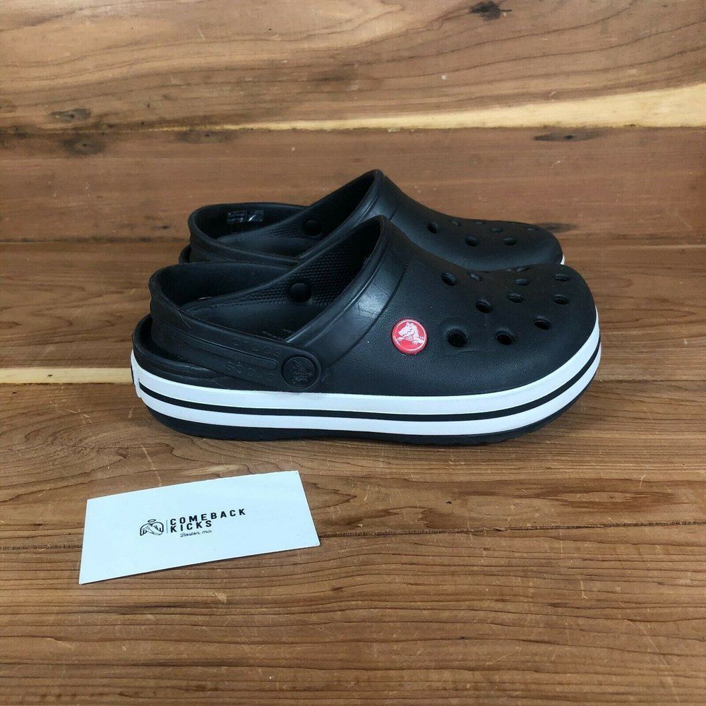 Crocs Crocband 204537 Unisex Kids Black Round Toe Slip On Clogs Size J3